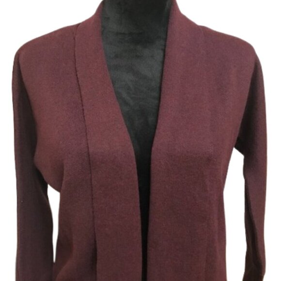 NWT Rachel Zoe Open Front Cardigan Sweater -Wine Burgundy Knit Long Sleeve XS - Picture 3 of 11